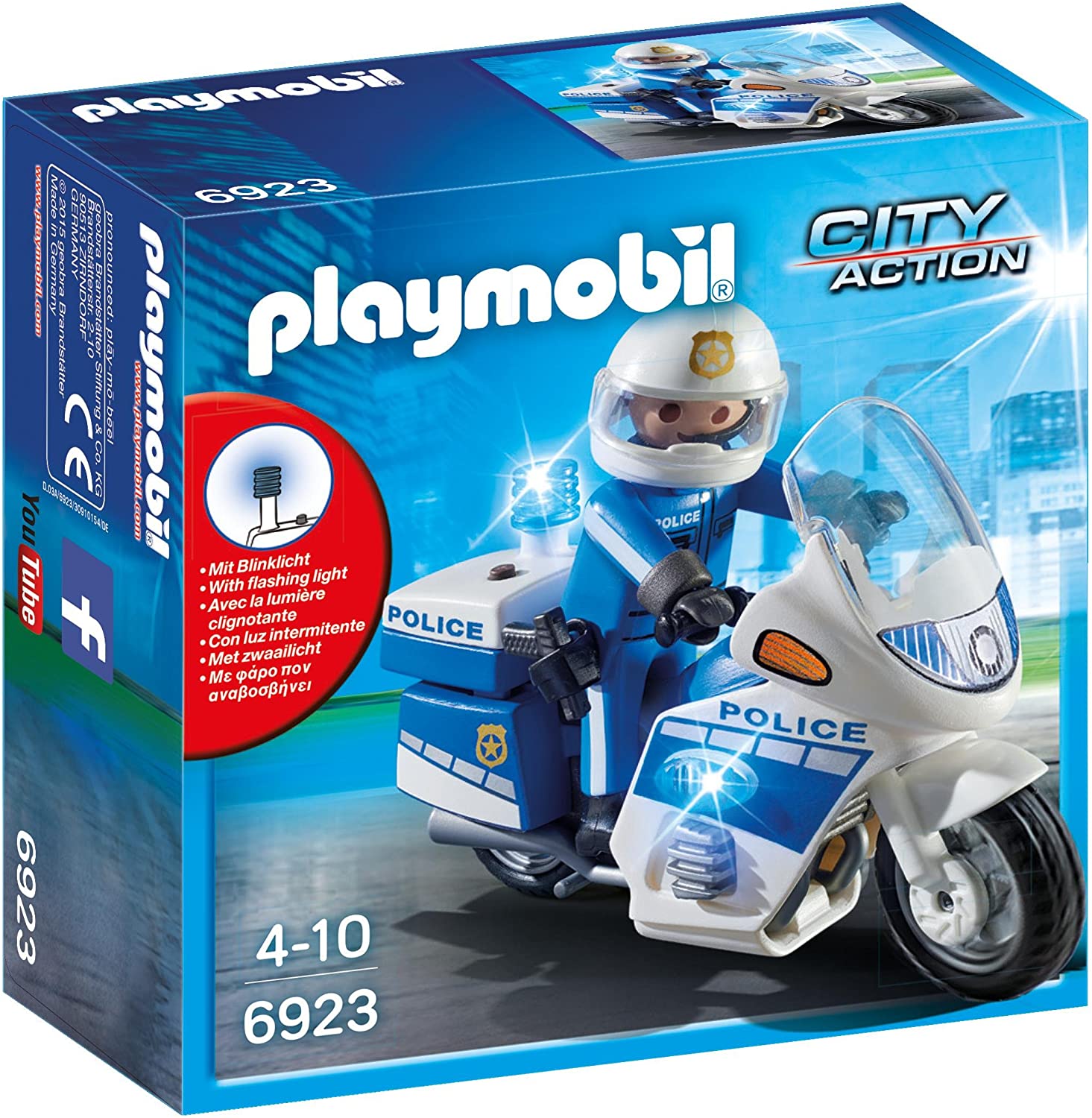 Playmobil Moto de Policier avec Gyrophare – 6923