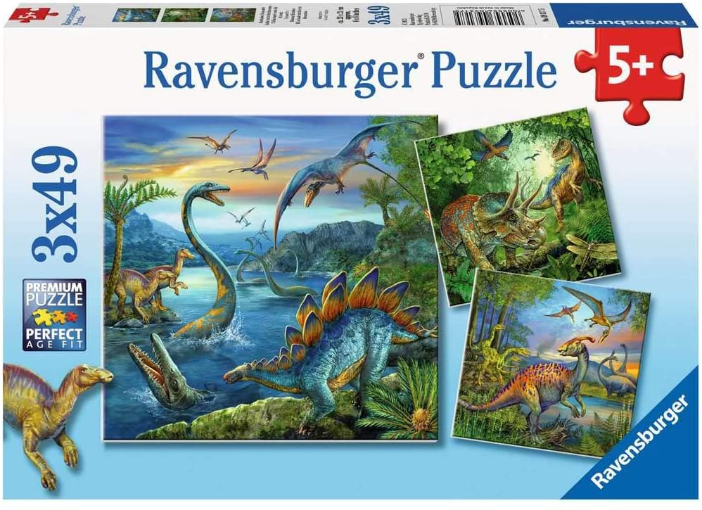 Puzzle La fascination des dinosaures – 3×49 pièces