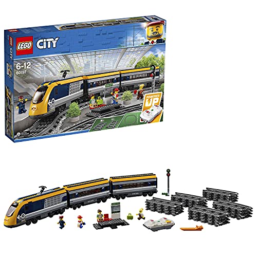 LEGO 60197 City Le Train de Passagers Télécommandé Bluetooth, Moteur à Pile, Jouet Enfant 6 Ans, Rails et Accessoires