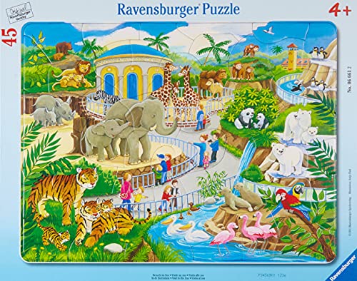 Ravensburger- Puzzle Cadre Visite au Zoo 45 pièces, 06661