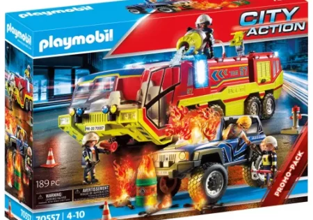 Playmobil Camion de pompiers et véhicule enflammé – 70557