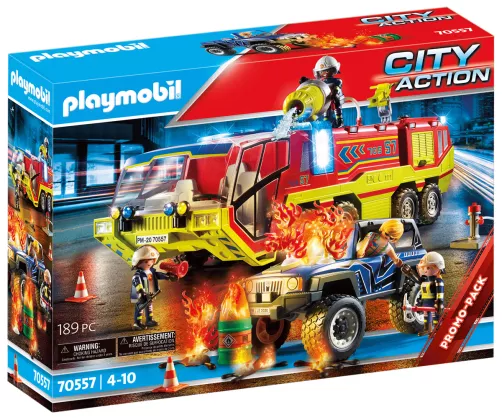 Playmobil Camion de pompiers et véhicule enflammé – 70557