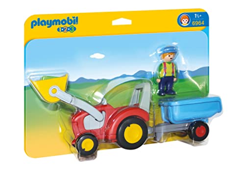 Playmobil 1.2.3. - 6964 - Fermier avec tracteur et remorque