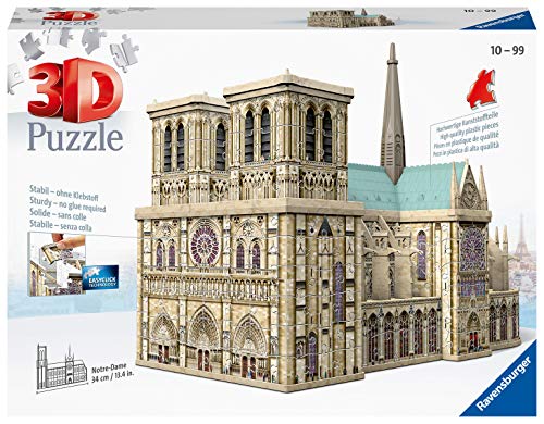 Ravensburger - Puzzle 3D Building - Notre-Dame de Paris - A partir de 10 ans - 324 pièces numérotées à assembler sans colle - Accessoires de finition inclus - 12523