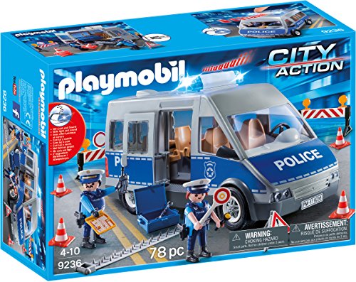 Playmobil Fourgon de policiers avec matériel de Barrage, 9236